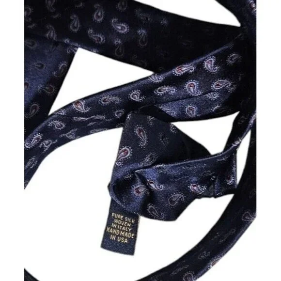 BROOKS BROTHERS Men's 100% Silk Necktie DESIGNER Tie Blue Paisley W:3.6" EUC